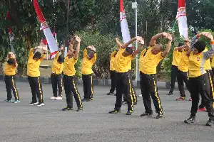 Jaga Kebugaran demi Pelayanan Publik Optimal, Personel Polresta Serang Kota Gelar Olahraga Bersama