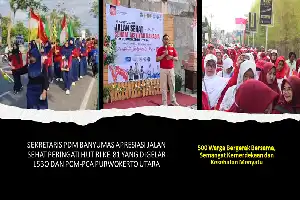 Rayakan HUT RI ke-81, Ratusan Warga Purwokerto Utara Ikuti Jalan Sehat Muhammadiyah