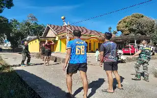 Pererat Kebersamaan Pascapembangunan, Satgas TMMD Kodim 0714/Salatiga Gelar Olahraga Bersama Warga Desa Cukil