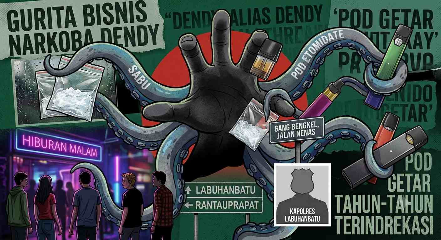 Jejak Dendy dalam Pusaran Peredaran Narkotika dan Pod Etomidate di Labuhanbatu