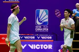 Lewat Laga Sengit Tiga Gim, Fajar/Fikri Sukses Pertahankan Gelar Juara China Open 2026