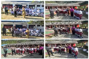 Dukung Tumbuh Kembang Pelajar di Miyambow, Kapolres Pegunungan Arfak Salurkan Bantuan Sarana Olahraga