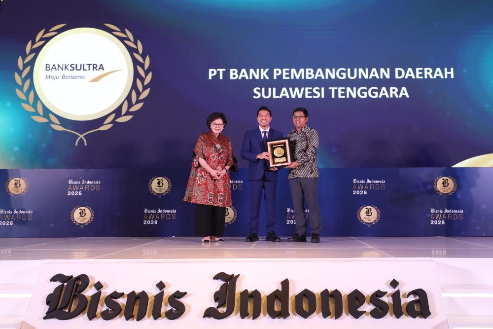 Bank Sultra Dinobatkan sebagai BPD Terbaik di Ajang Bisnis Indonesia Awards 2026