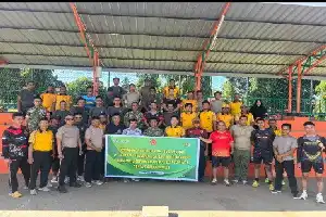 Pererat Sinergitas, PT ANTAM UBP Nikel Kolaka Gelar Olahraga Bersama TNI-Polri