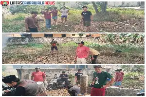 Sambut HUT RI ke-81, Pemuda dan Warga Kampung Cengkok Balaraja Kerja Bakti Siapkan Lahan Perlombaan