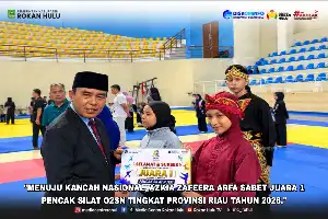 Sabet Juara Pencak Silat Riau, Azkia Zafeera Pimpin Utusan Rokan Hulu ke O2SN Nasional