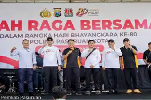 Polres Pasuruan Kota Gelar Olahraga Bersama, Fun Bike hingga Doorprize Umrah Warnai Hari Bhayangkara ke-80