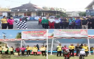 Pererat Sinergitas, Polres Bima Kota Gelar Olahraga Bersama Sambut Hari Bhayangkara ke-80