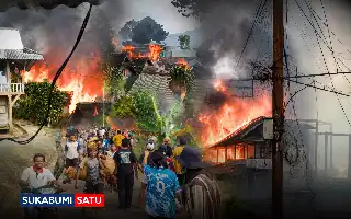 Kebakaran Hanguskan Permukiman Kampung Adat Kasepuhan Ciptamulya di Cisolok Sukabumi